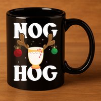 Nog Hog National Eggnog Day Egg Nog Christmas Holiday Great Gift 11oz C Handle Ceramic Mug