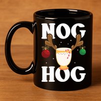 Nog Hog National Eggnog Day Egg Nog Christmas Holiday Great Gift 11oz C Handle Ceramic Mug