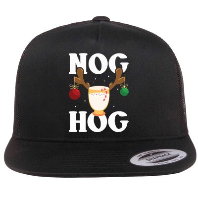 Nog Hog National Eggnog Day Egg Nog Christmas Holiday Great Gift Flat Bill Trucker Hat