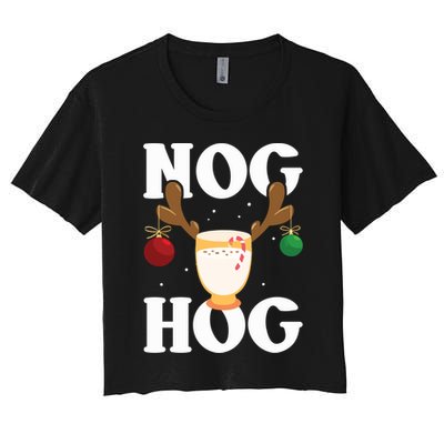 Nog Hog National Eggnog Day Egg Nog Christmas Holiday Great Gift Women's Crop Top Tee