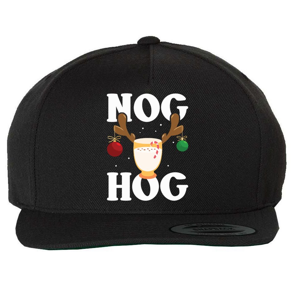 Nog Hog National Eggnog Day Egg Nog Christmas Holiday Great Gift Wool Snapback Cap