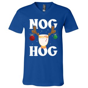 Nog Hog National Eggnog Day Egg Nog Christmas Holiday Great Gift V-Neck T-Shirt