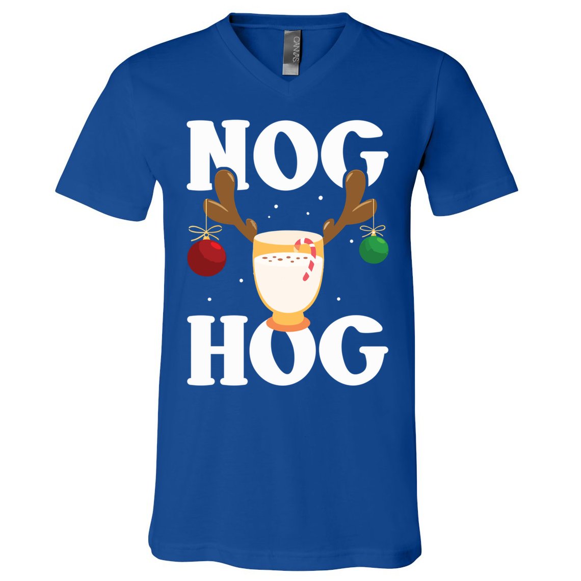 Nog Hog National Eggnog Day Egg Nog Christmas Holiday Great Gift V-Neck T-Shirt