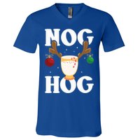 Nog Hog National Eggnog Day Egg Nog Christmas Holiday Great Gift V-Neck T-Shirt