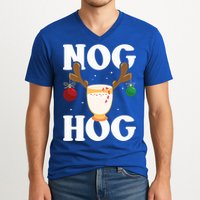 Nog Hog National Eggnog Day Egg Nog Christmas Holiday Great Gift V-Neck T-Shirt