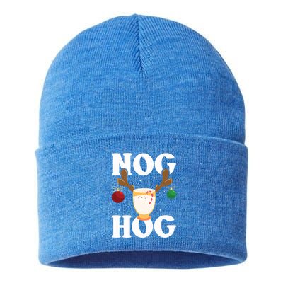 Nog Hog National Eggnog Day Egg Nog Christmas Holiday Great Gift Sustainable Knit Beanie