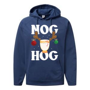 Nog Hog National Eggnog Day Egg Nog Christmas Holiday Great Gift Performance Fleece Hoodie