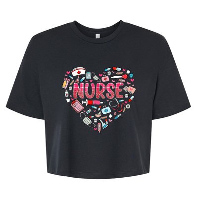 Nurse Heart Nursing Hospital Gift Bella+Canvas Jersey Crop Tee