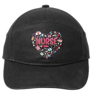 Nurse Heart Nursing Hospital Gift 7-Panel Snapback Hat