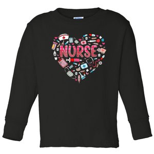 Nurse Heart Nursing Hospital Gift Toddler Long Sleeve Shirt