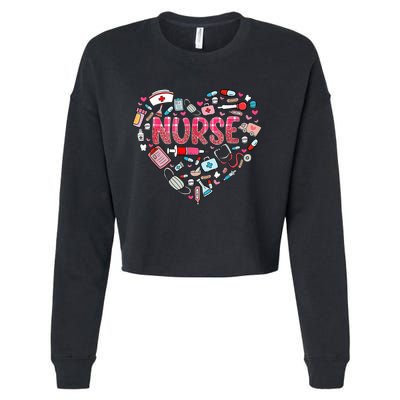 Nurse Heart Nursing Hospital Gift Cropped Pullover Crew