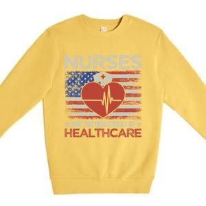 Nurse Heartbeat Of Healthcare Nurse Assistant Heartbeat Great Gift Premium Crewneck Sweatshirt