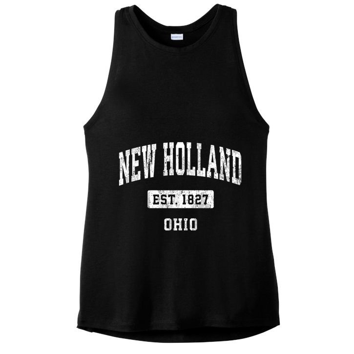 New Holland Ohio Oh Vintage Sports Established Ladies PosiCharge Tri-Blend Wicking Tank