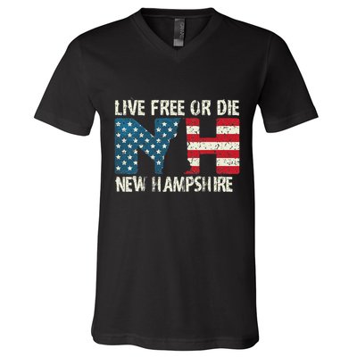 New Hampshire Patriotic Live Free Or Die V-Neck T-Shirt