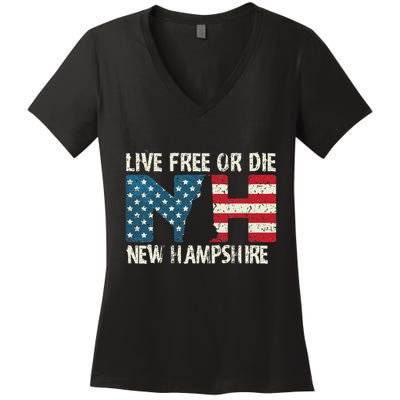 New Hampshire Patriotic Live Free Or Die Women's V-Neck T-Shirt