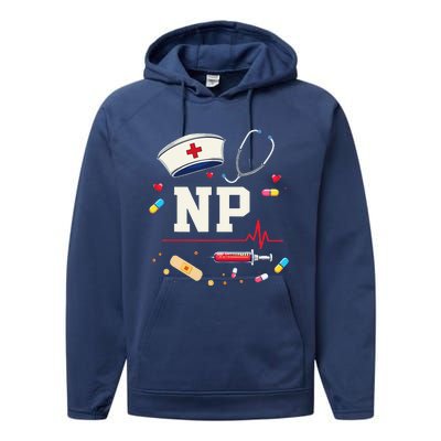 Np Healthcare Professional Gift Np Nurse Practitioner Pride Performance Fleece Hoodie