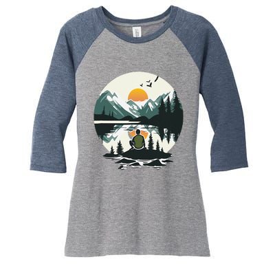 Nature Happy Place Women's Tri-Blend 3/4-Sleeve Raglan Shirt