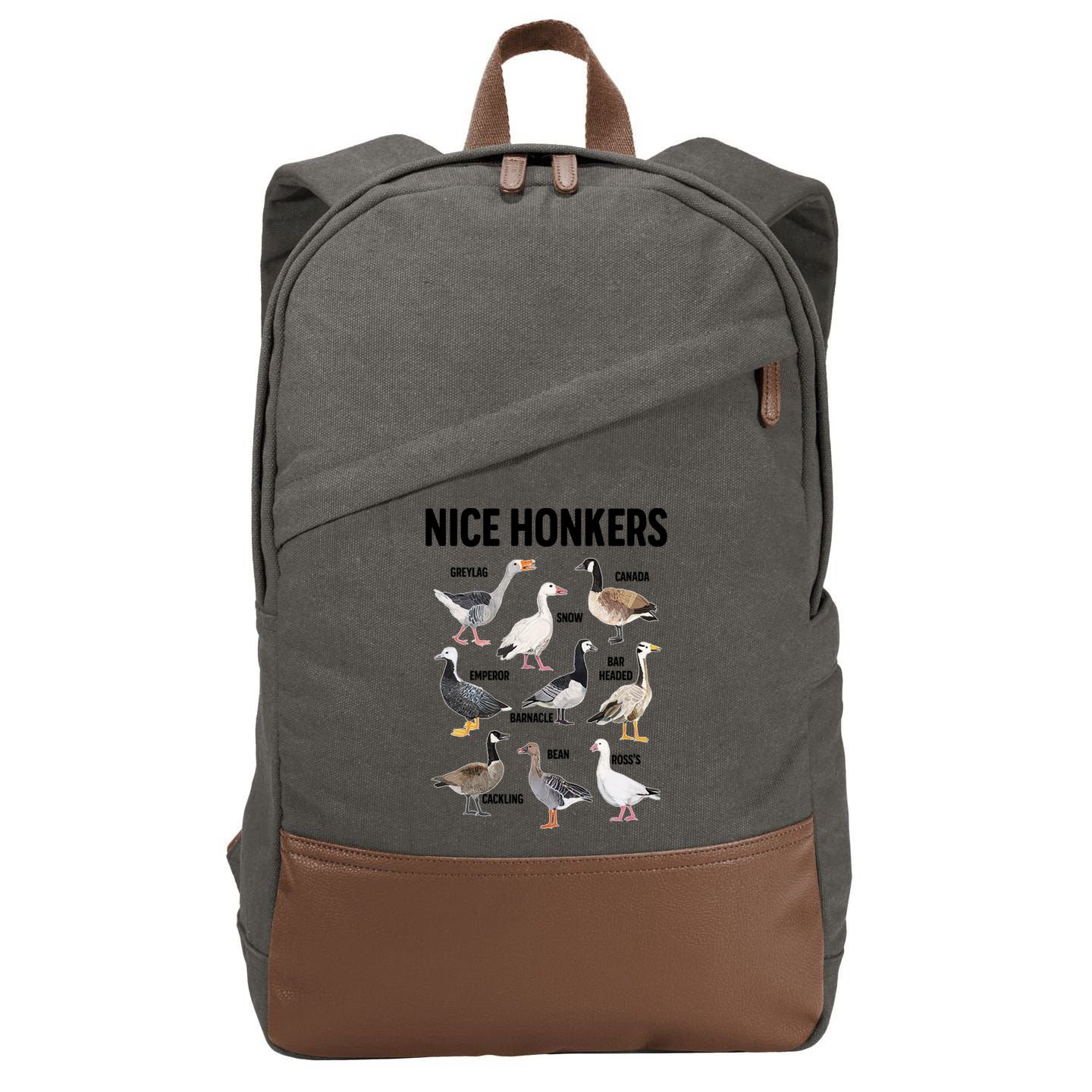 Nice Honker Pun Adult Joke Funny Bird Lover Birdwatcher Gift Cotton Canvas Backpack