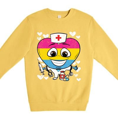 Nurse Heart Pansexual Lgbtq Pride Rn Lpn Nursing Student Gift Premium Crewneck Sweatshirt