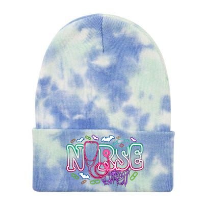 Nurse Halloween Pumpkin Spooky Tie Dye 12in Knit Beanie