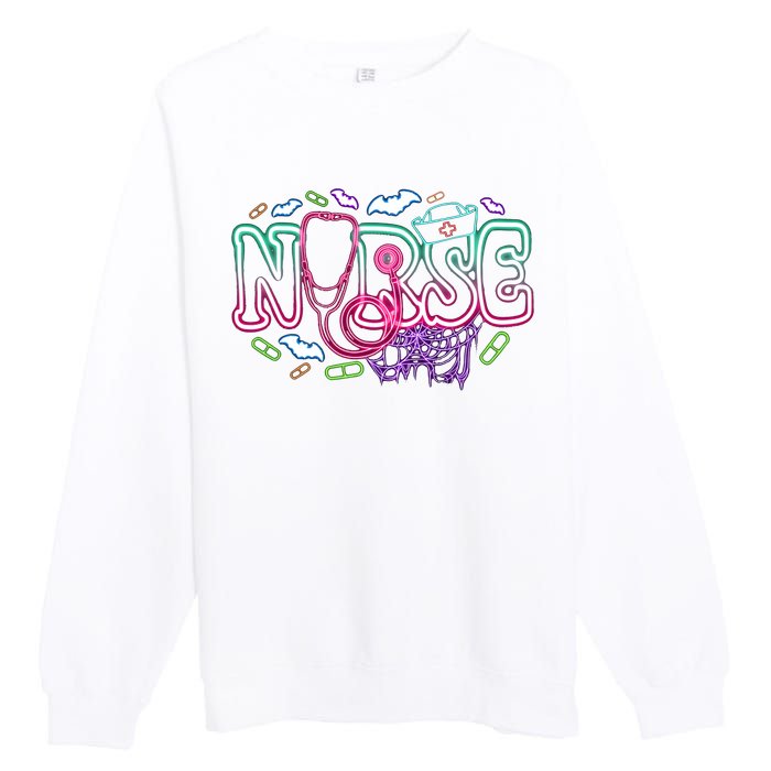 Nurse Halloween Pumpkin Spooky Premium Crewneck Sweatshirt