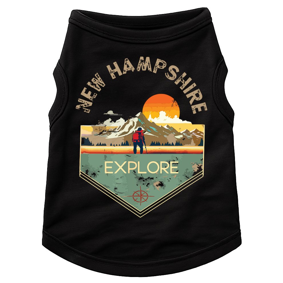 New Hampshire Retro Vintage Hiking Apparel Souvenir Doggie Tank