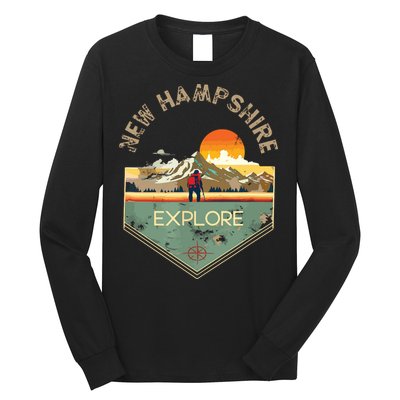 New Hampshire Retro Vintage Hiking Apparel Souvenir Long Sleeve Shirt