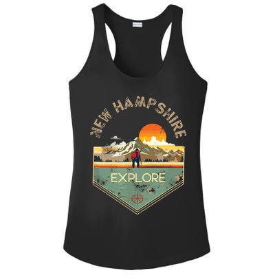 New Hampshire Retro Vintage Hiking Apparel Souvenir Ladies PosiCharge Competitor Racerback Tank