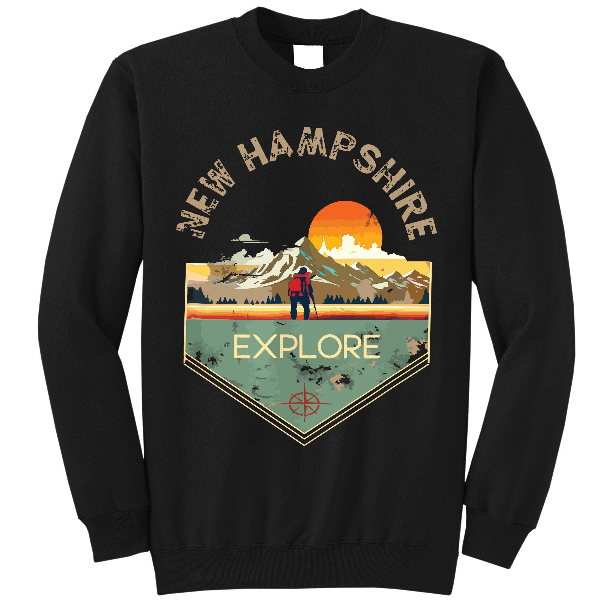 New Hampshire Retro Vintage Hiking Apparel Souvenir Tall Sweatshirt