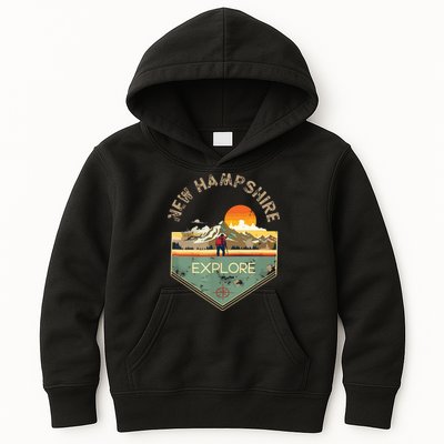 New Hampshire Retro Vintage Hiking Apparel Souvenir Kids Hoodie