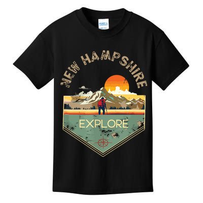 New Hampshire Retro Vintage Hiking Apparel Souvenir Kids T-Shirt