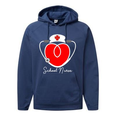 Nurse Heart Stethoscope For School Nurse Halloween Great Gift Performance Fleece Hoodie