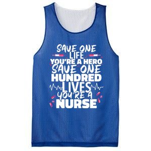 Nursing Hospital Save One Life Youre A Hero Nurse Cool Gift Mesh Reversible Basketball Jersey Tank