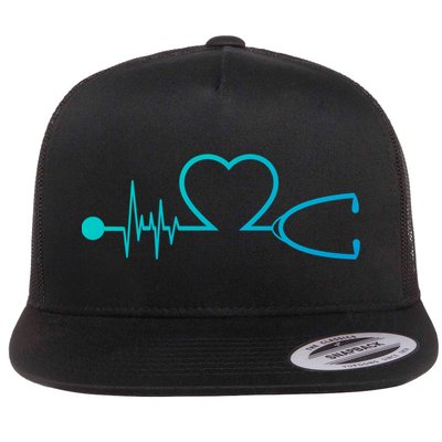 Nurse Heartbeat Stethoscope Gift Flatbill Hat