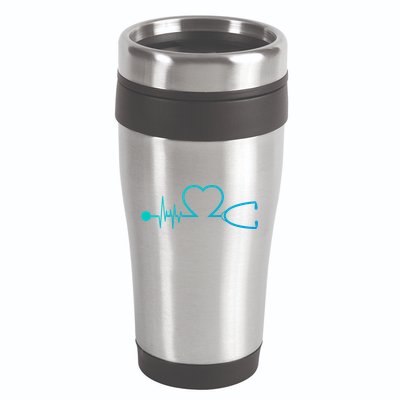 Nurse Heartbeat Stethoscope Gift 16oz Travel Tumbler