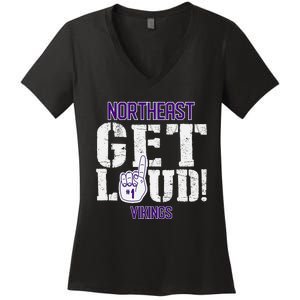 Northeast High School Get Loud Vikings Women's V-Neck T-Shirt