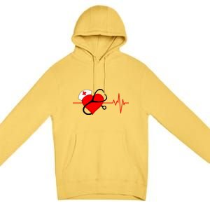 Nurse Heartbeat Stethoscope Cool Gift Premium Pullover Hoodie