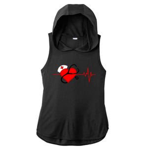 Nurse Heartbeat Stethoscope Cool Gift Ladies PosiCharge Tri-Blend Wicking Draft Hoodie Tank