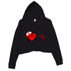 Nurse Heartbeat Stethoscope Cool Gift Crop Fleece Hoodie