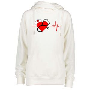 Nurse Heartbeat Stethoscope Cool Gift Womens Funnel Neck Pullover Hood