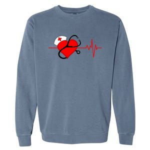 Nurse Heartbeat Stethoscope Cool Gift Garment-Dyed Sweatshirt