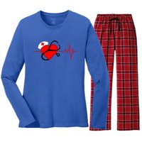 Nurse Heartbeat Stethoscope Cool Gift Women's Long Sleeve Flannel Pajama Set 