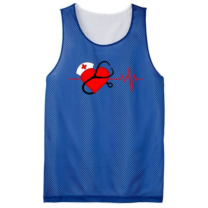 Nurse Heartbeat Stethoscope Cool Gift Mesh Reversible Basketball Jersey Tank