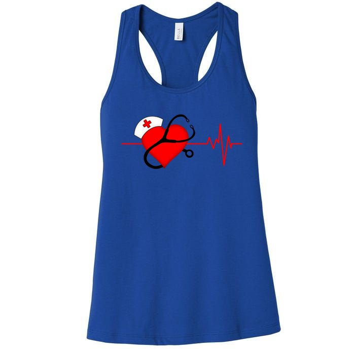 Nurse Heartbeat Stethoscope Cool Gift Women's Racerback Tank