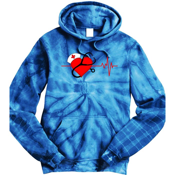 Nurse Heartbeat Stethoscope Cool Gift Tie Dye Hoodie