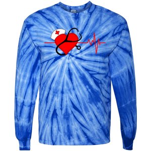 Nurse Heartbeat Stethoscope Cool Gift Tie-Dye Long Sleeve Shirt