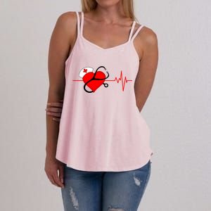 Nurse Heartbeat Stethoscope Cool Gift Women's Strappy Tank