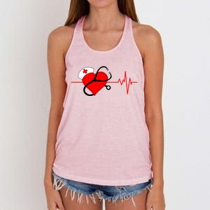 Nurse Heartbeat Stethoscope Cool Gift Women's Knotted Racerback Tank