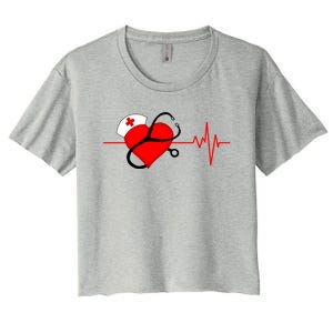 Nurse Heartbeat Stethoscope Cool Gift Women's Crop Top Tee