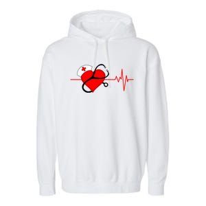 Nurse Heartbeat Stethoscope Cool Gift Garment-Dyed Fleece Hoodie